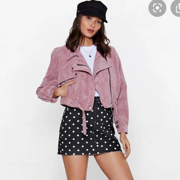 NWT Nasty Gal pink Corduroy jacket M Barbie - Picture 1 of 3